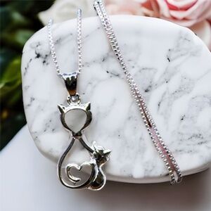 Kitten Cat Pendant Handmade in Sterling Silver 925 , Girlfriend Gift